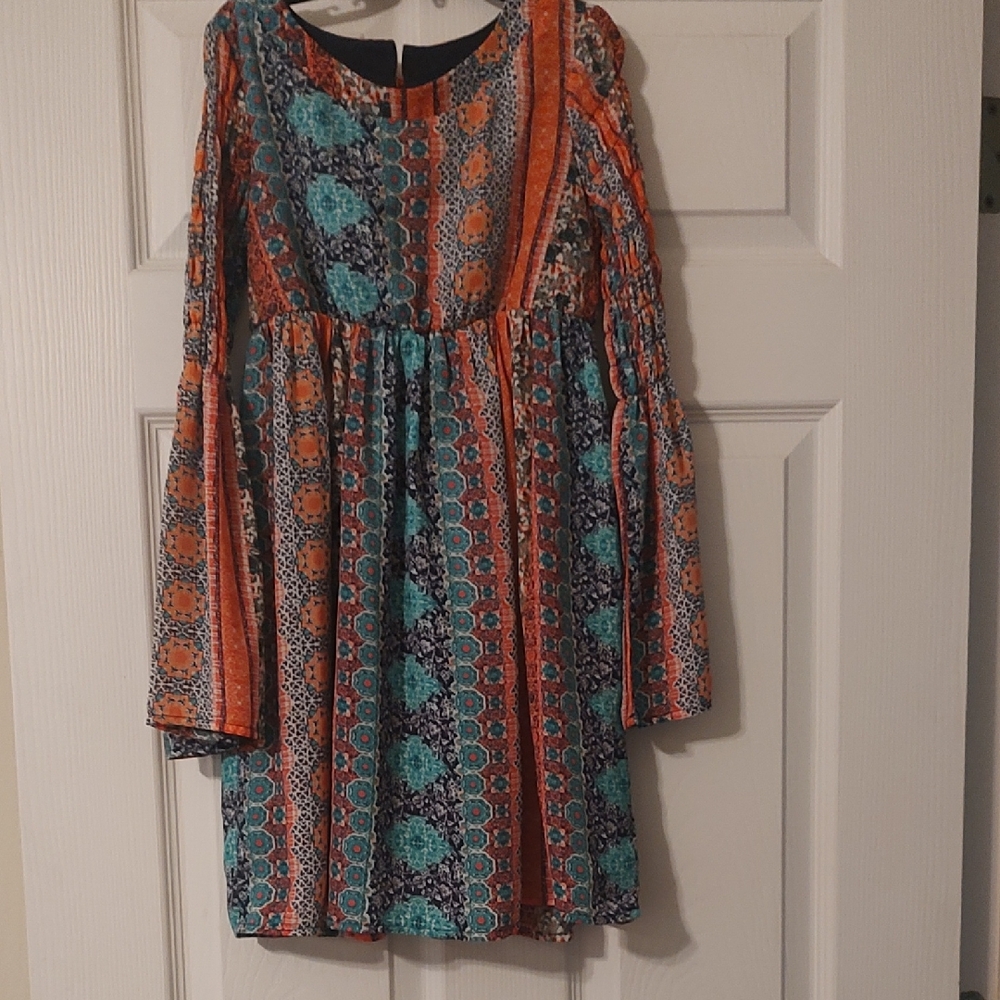 Speechless Kids Dress - Orange and Blue Patterned